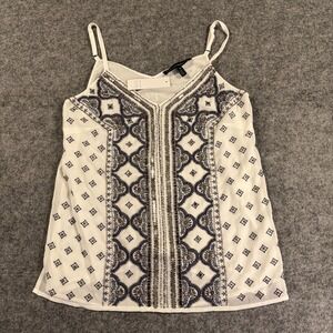 White House Black Market Top Womens XS White Beaded Event Holiday Cami Tank